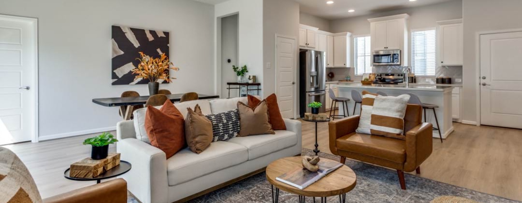 Open space living area with natural lighting